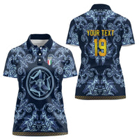 Custom Italy Football 2026 Women Polo Shirt Italian Trinacria Blue Baroque Design