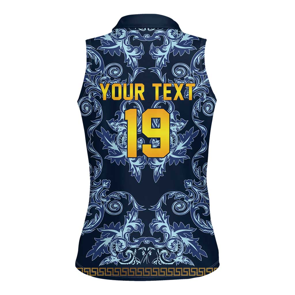 Custom Italy Football 2026 Women Sleeveless Polo Shirt Italian Trinacria Blue Baroque Design