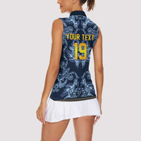 Custom Italy Football 2026 Women Sleeveless Polo Shirt Italian Trinacria Blue Baroque Design