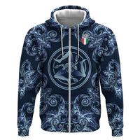 Custom Italy Football 2026 Zip Hoodie Italian Trinacria Blue Baroque Design