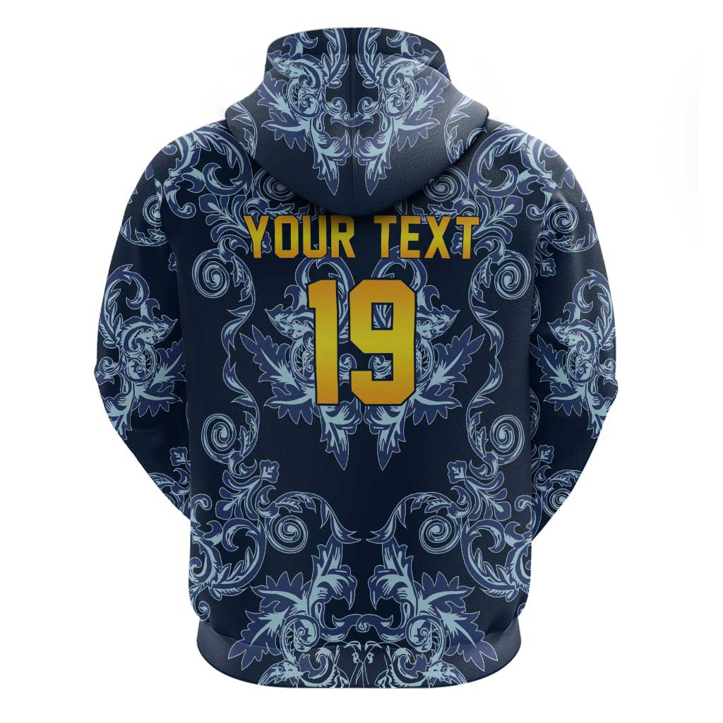 Custom Italy Football 2026 Zip Hoodie Italian Trinacria Blue Baroque Design