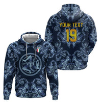 Custom Italy Football 2026 Zip Hoodie Italian Trinacria Blue Baroque Design