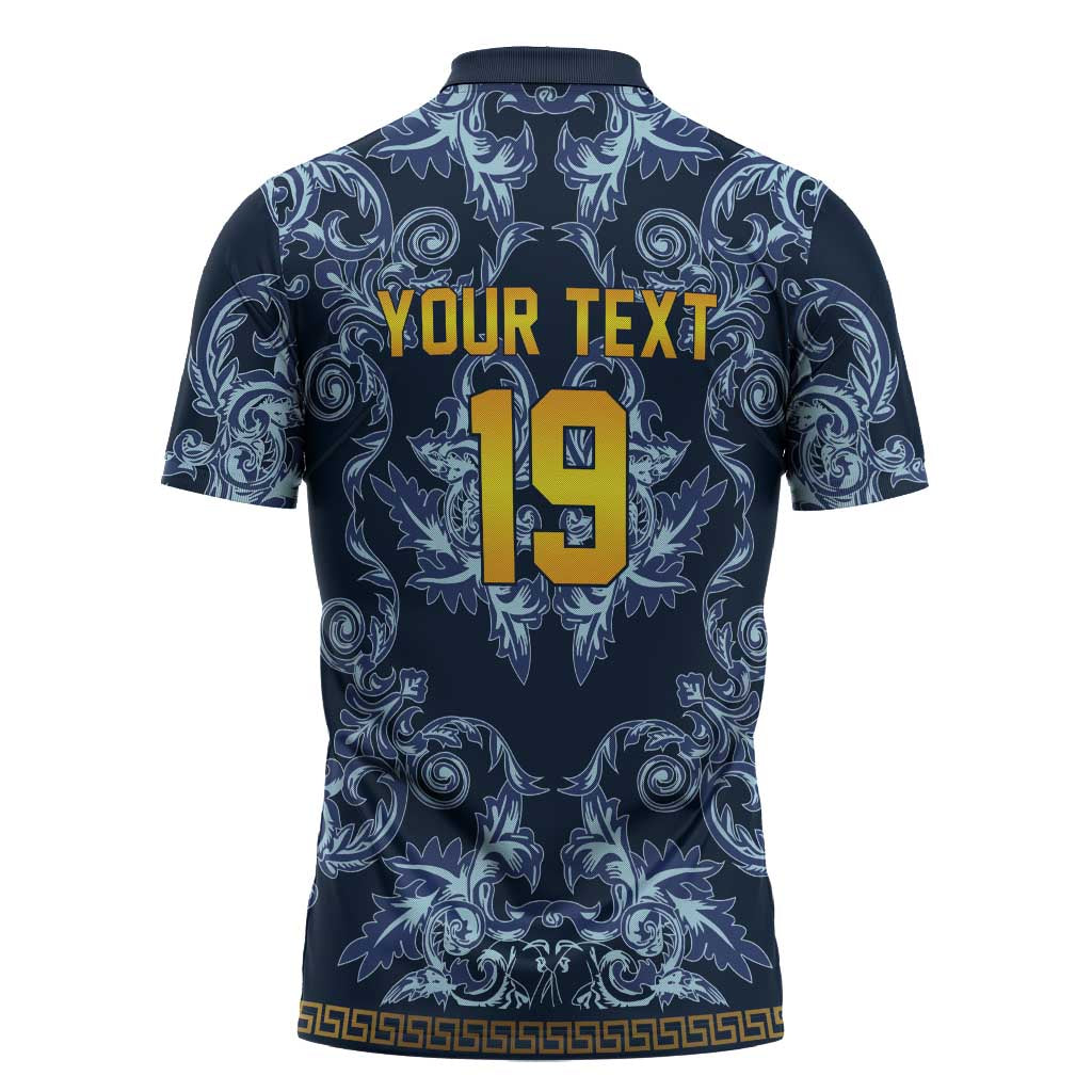 Custom Italy Football 2026 Zipper Polo Shirt Italian Trinacria Blue Baroque Design