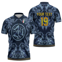 Custom Italy Football 2026 Zipper Polo Shirt Italian Trinacria Blue Baroque Design
