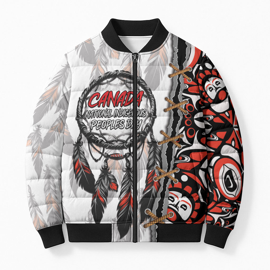 Canada National Indigenous Peoples Day Bomber Puffer Jacket Dreamcatcher First Nations Heritage Pride