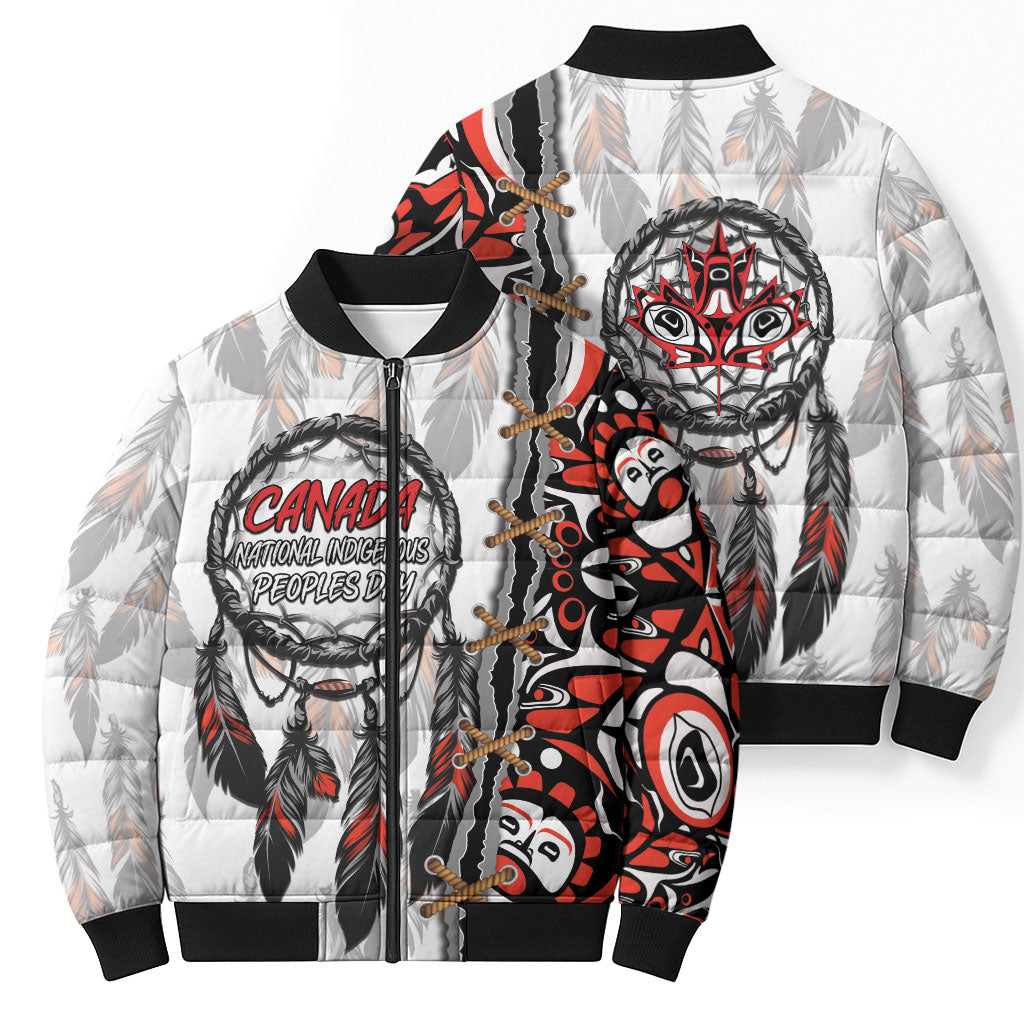Canada National Indigenous Peoples Day Bomber Puffer Jacket Dreamcatcher First Nations Heritage Pride