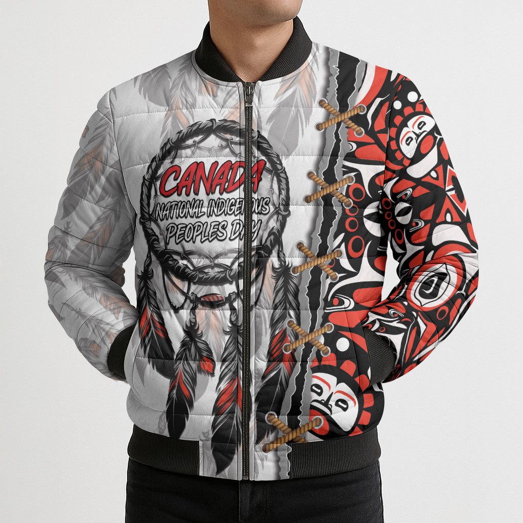 Canada National Indigenous Peoples Day Bomber Puffer Jacket Dreamcatcher First Nations Heritage Pride