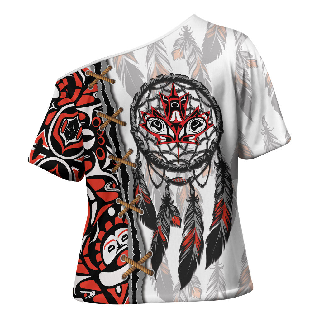 Canada National Indigenous Peoples Day Cross Shoulder Shirt Dreamcatcher First Nations Heritage Pride