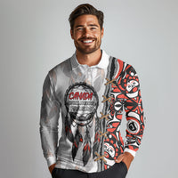 Canada National Indigenous Peoples Day Long Sleeve Polo Shirt Dreamcatcher First Nations Heritage Pride