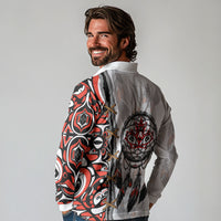 Canada National Indigenous Peoples Day Long Sleeve Polo Shirt Dreamcatcher First Nations Heritage Pride