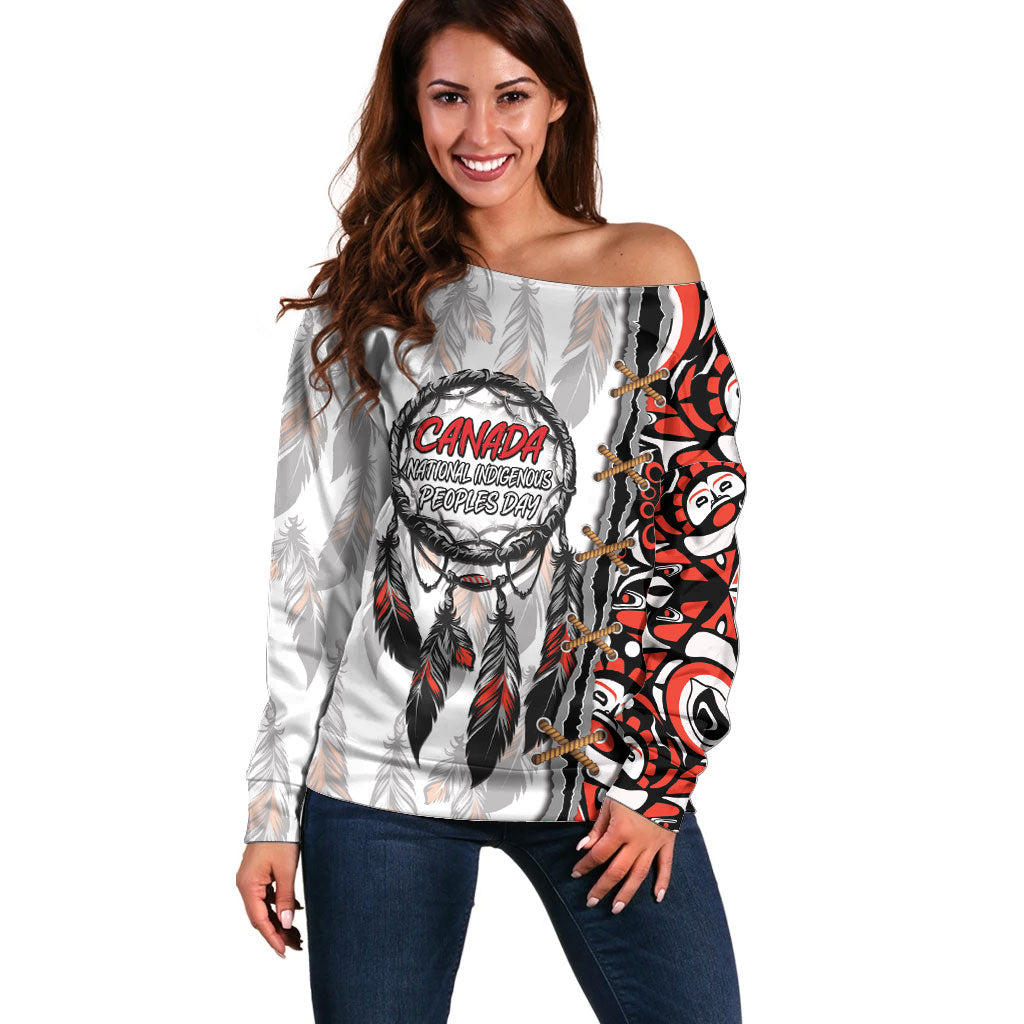 Canada National Indigenous Peoples Day Off Shoulder Sweater Dreamcatcher First Nations Heritage Pride