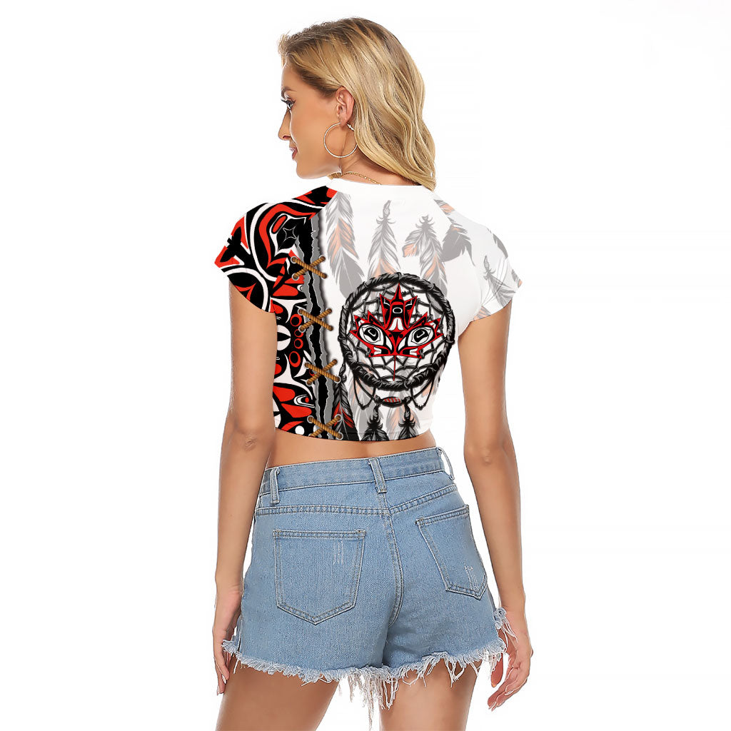 Canada National Indigenous Peoples Day Raglan Cropped T Shirt Dreamcatcher First Nations Heritage Pride