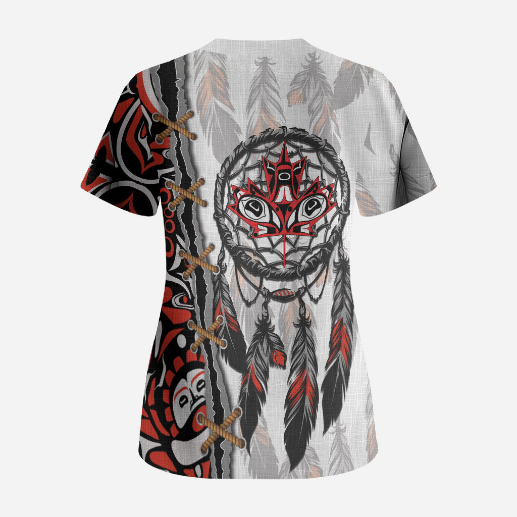 Canada National Indigenous Peoples Day Scrub Top Dreamcatcher First Nations Heritage Pride