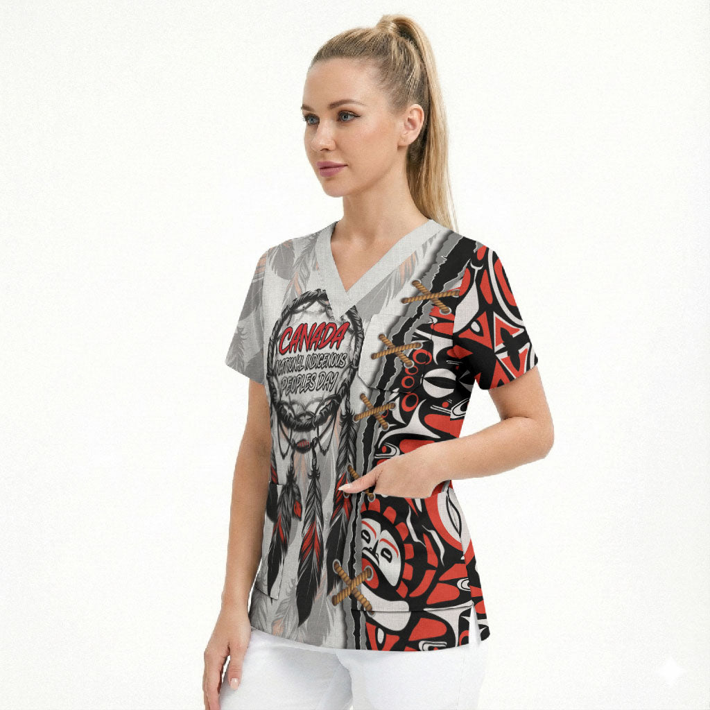 Canada National Indigenous Peoples Day Scrub Top Dreamcatcher First Nations Heritage Pride
