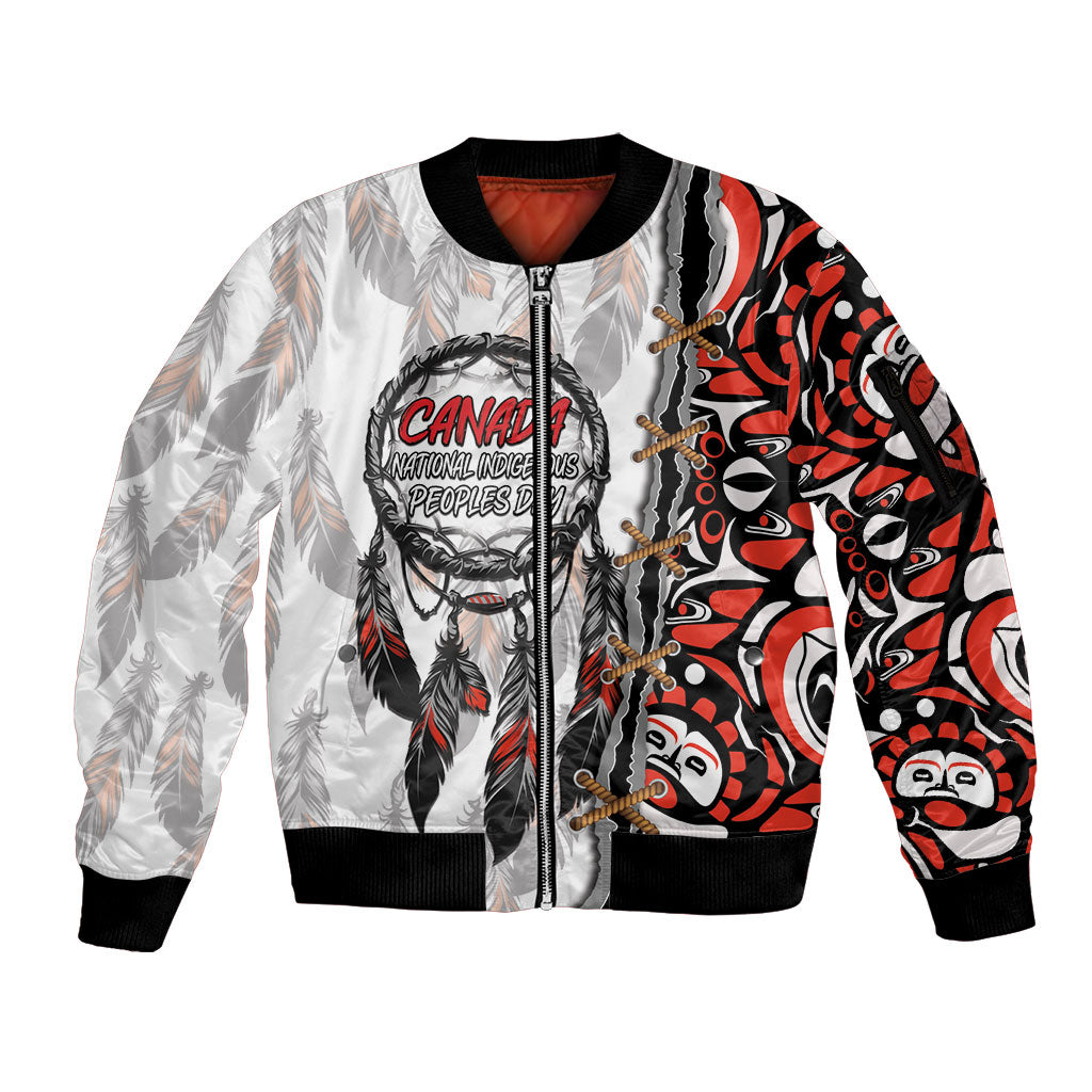 Canada National Indigenous Peoples Day Sleeve Zip Bomber Jacket Dreamcatcher First Nations Heritage Pride
