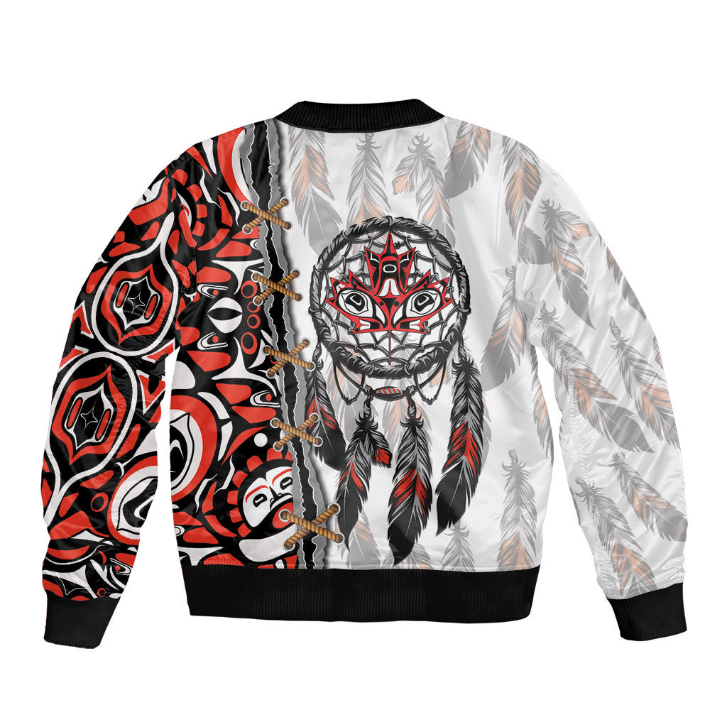 Canada National Indigenous Peoples Day Sleeve Zip Bomber Jacket Dreamcatcher First Nations Heritage Pride