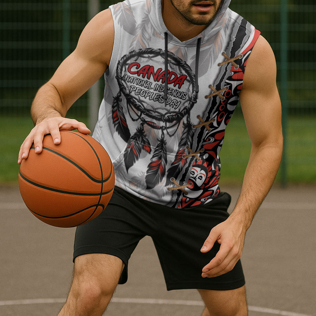 Canada National Indigenous Peoples Day Sleeveless Hoodie Dreamcatcher First Nations Heritage Pride