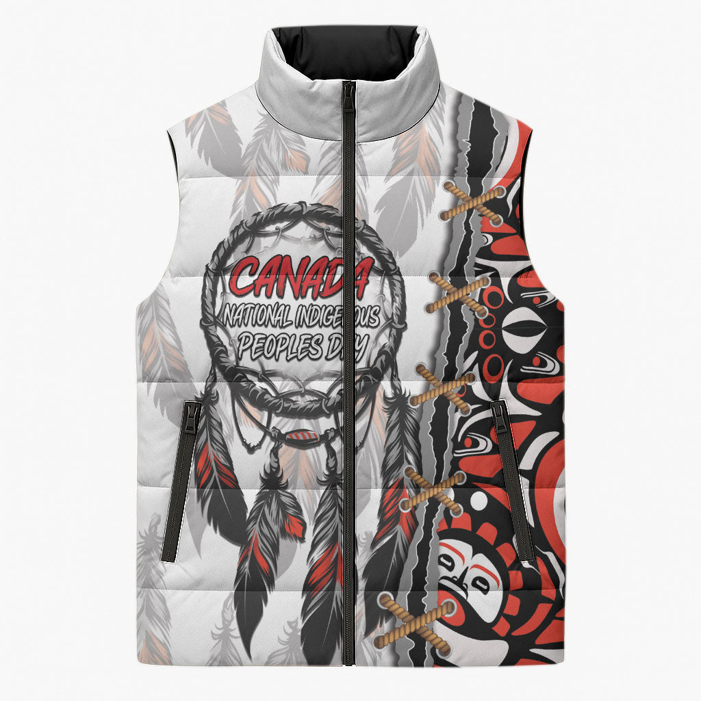 Canada National Indigenous Peoples Day Sleeveless Puffer Jacket Dreamcatcher First Nations Heritage Pride