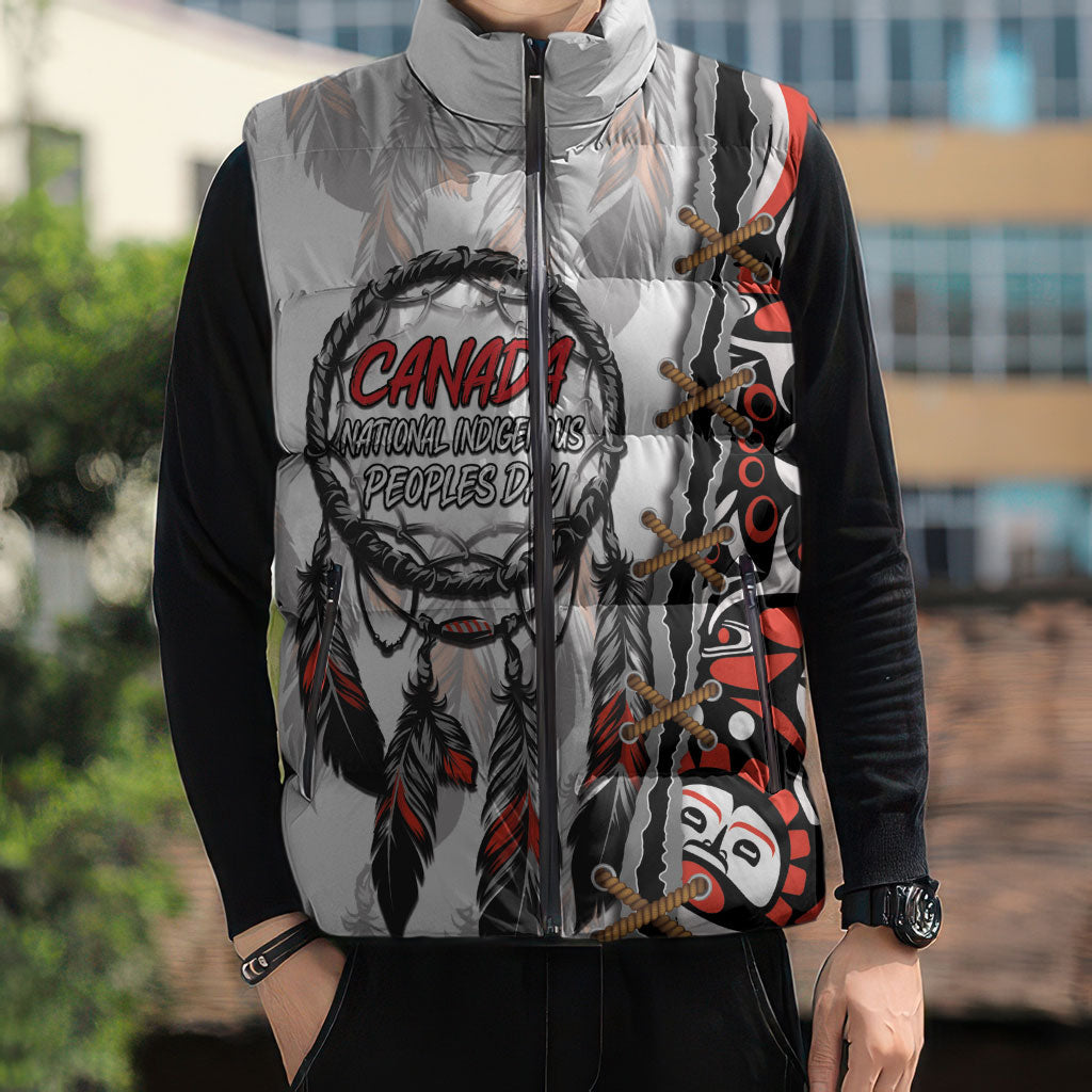 Canada National Indigenous Peoples Day Sleeveless Puffer Jacket Dreamcatcher First Nations Heritage Pride