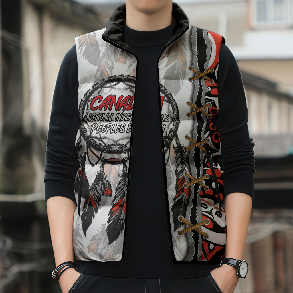 Canada National Indigenous Peoples Day Sleeveless Puffer Jacket Dreamcatcher First Nations Heritage Pride