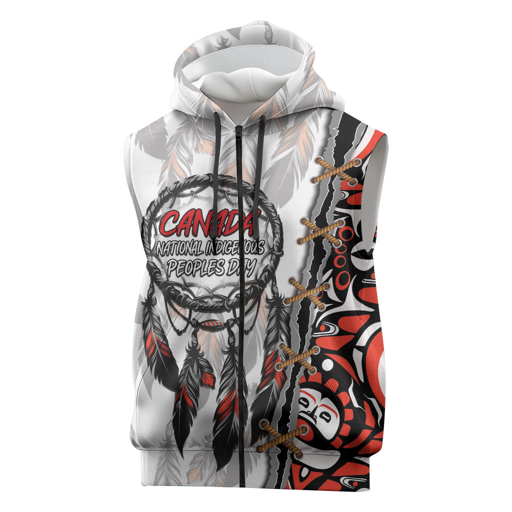 Canada National Indigenous Peoples Day Sleeveless Zip Hoodie Dreamcatcher First Nations Heritage Pride