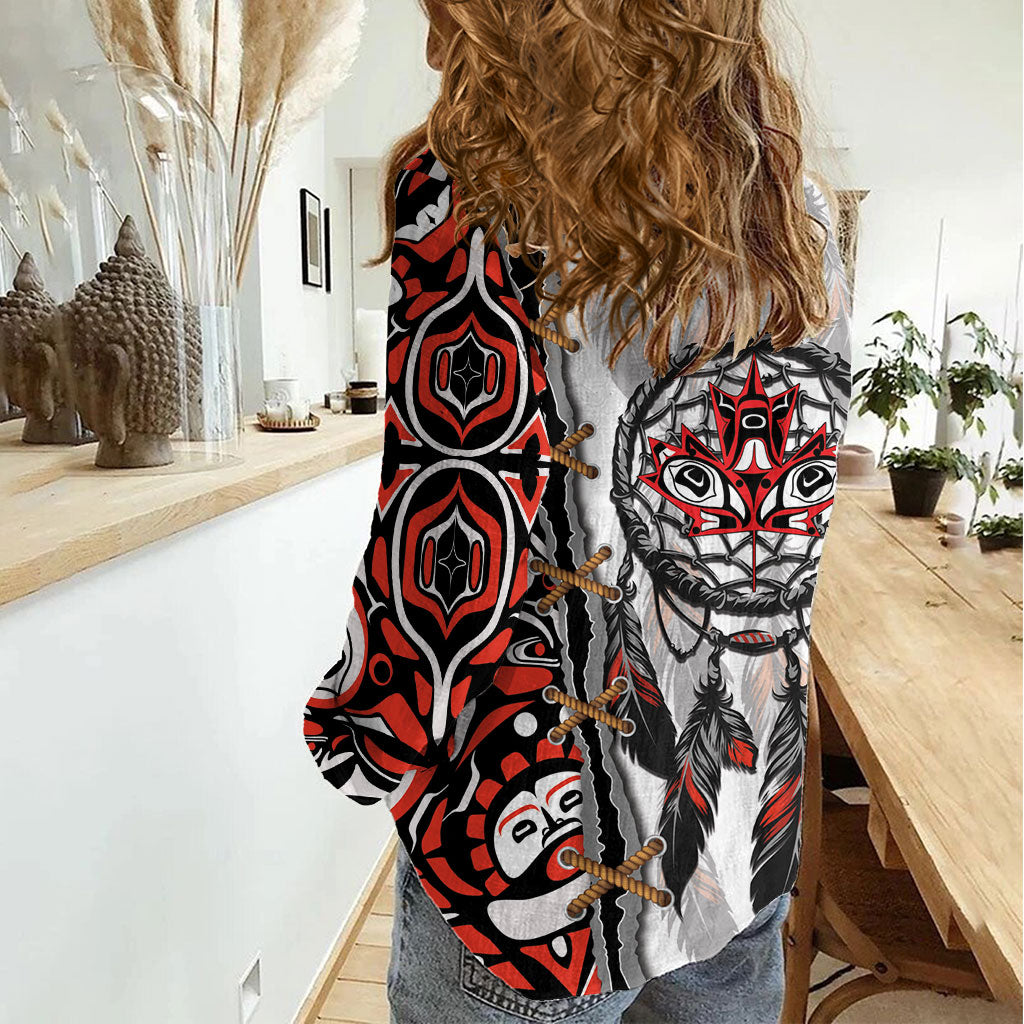 Canada National Indigenous Peoples Day Women Casual Shirt Dreamcatcher First Nations Heritage Pride