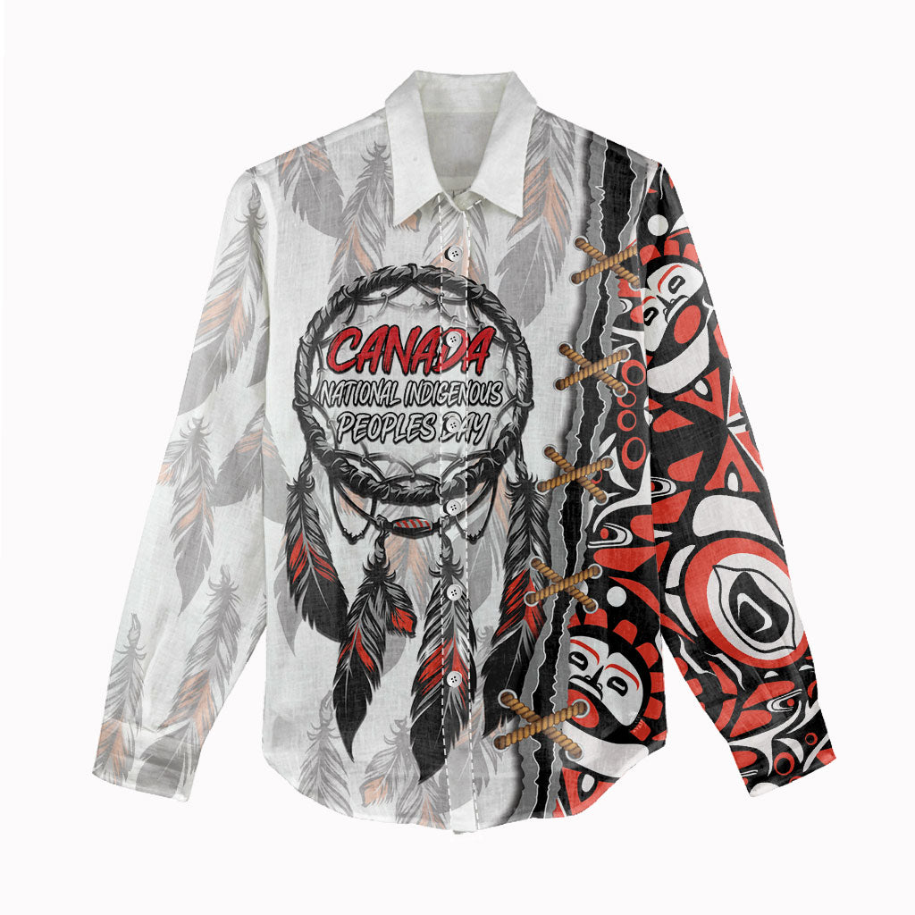Canada National Indigenous Peoples Day Women Casual Shirt Dreamcatcher First Nations Heritage Pride
