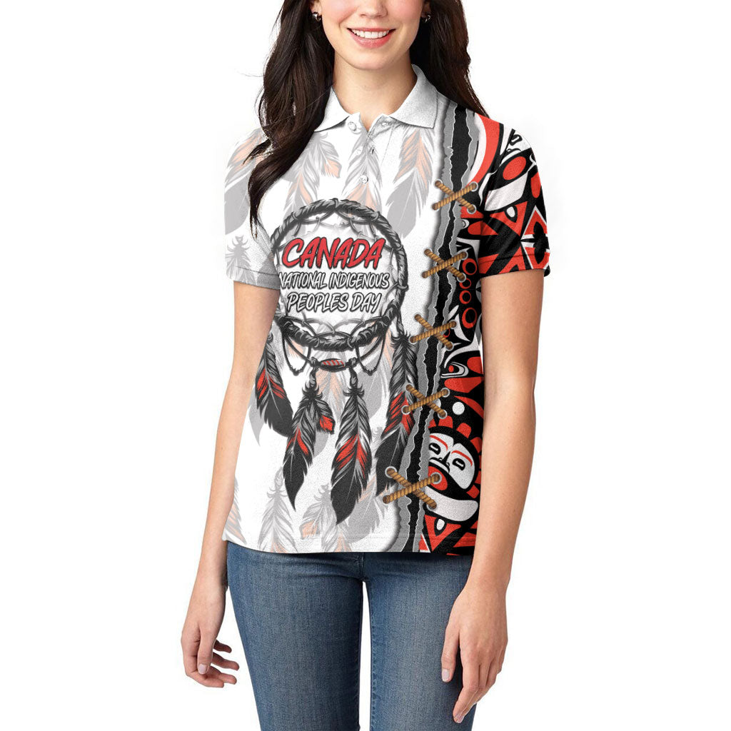 Canada National Indigenous Peoples Day Women Polo Shirt Dreamcatcher First Nations Heritage Pride