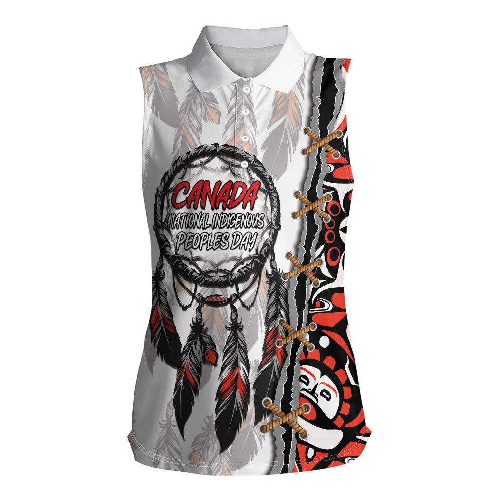 Canada National Indigenous Peoples Day Women Sleeveless Polo Shirt Dreamcatcher First Nations Heritage Pride