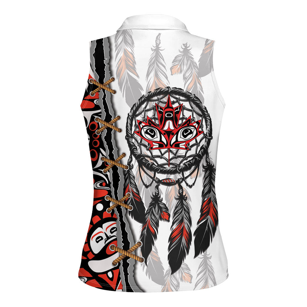 Canada National Indigenous Peoples Day Women Sleeveless Polo Shirt Dreamcatcher First Nations Heritage Pride