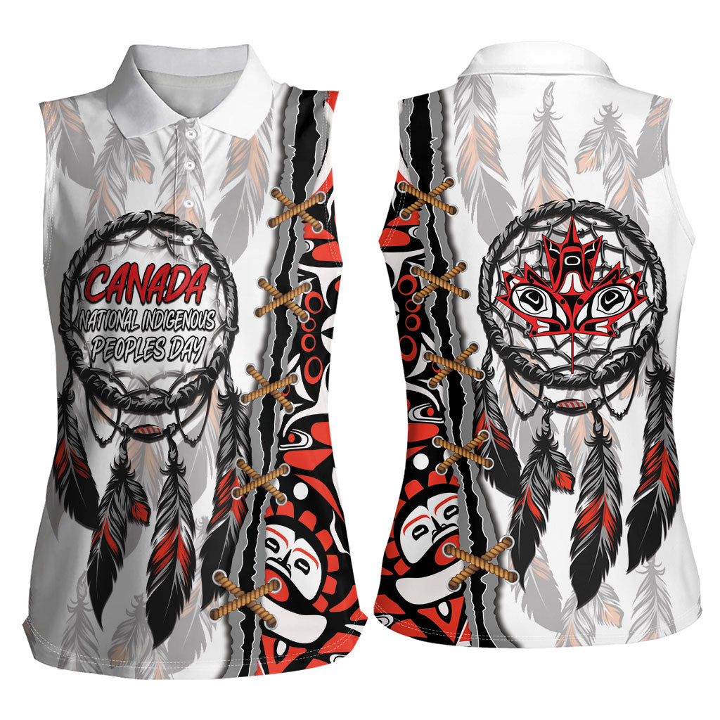 Canada National Indigenous Peoples Day Women Sleeveless Polo Shirt Dreamcatcher First Nations Heritage Pride
