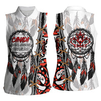 Canada National Indigenous Peoples Day Women Sleeveless Polo Shirt Dreamcatcher First Nations Heritage Pride