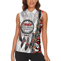 Canada National Indigenous Peoples Day Women Sleeveless Polo Shirt Dreamcatcher First Nations Heritage Pride