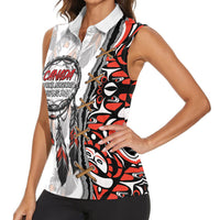 Canada National Indigenous Peoples Day Women Sleeveless Polo Shirt Dreamcatcher First Nations Heritage Pride