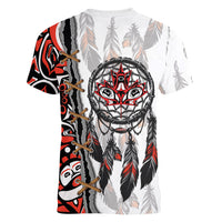 Canada National Indigenous Peoples Day Women V-Neck T-Shirt Dreamcatcher First Nations Heritage Pride