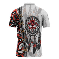 Canada National Indigenous Peoples Day Zipper Polo Shirt Dreamcatcher First Nations Heritage Pride