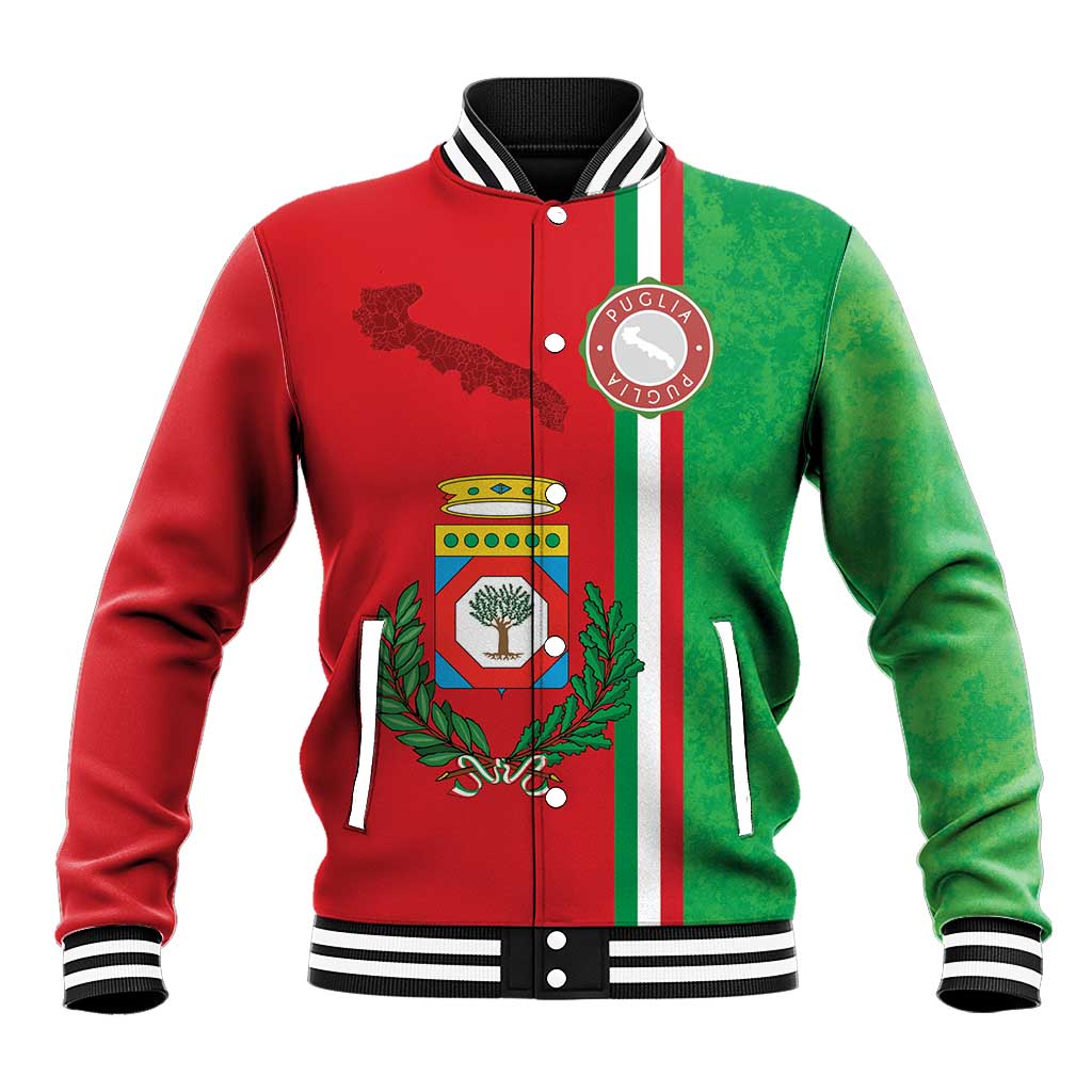 Italy Apulia Baseball Jacket Map Of Apulia With Coat Of Arms LT19