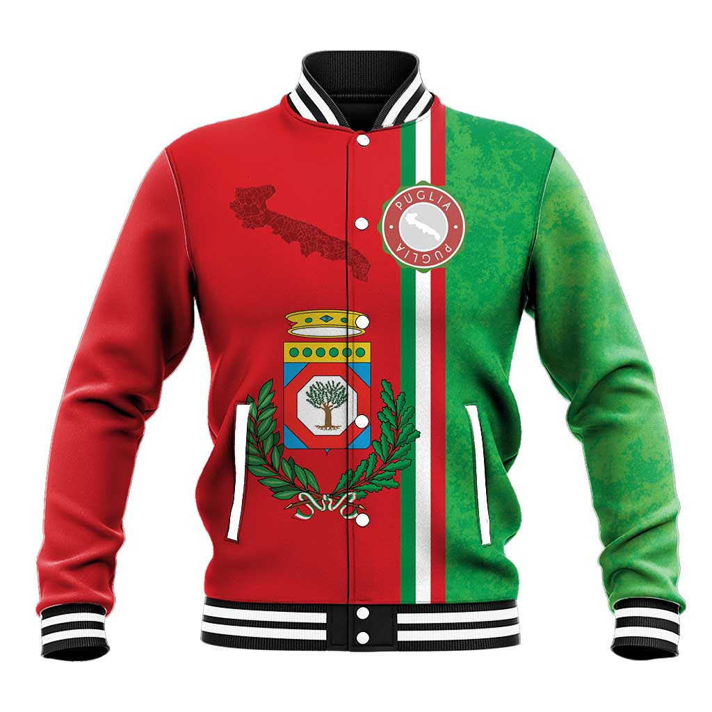 Italy Apulia Baseball Jacket Map Of Apulia With Coat Of Arms - Wonder Print Shop