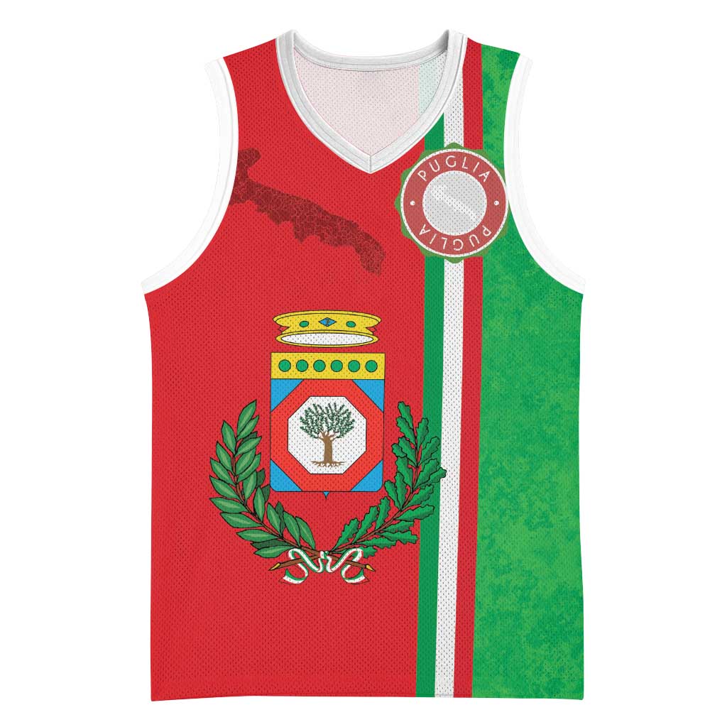 Italy Apulia Basketball Jersey Map Of Apulia With Coat Of Arms LT19
