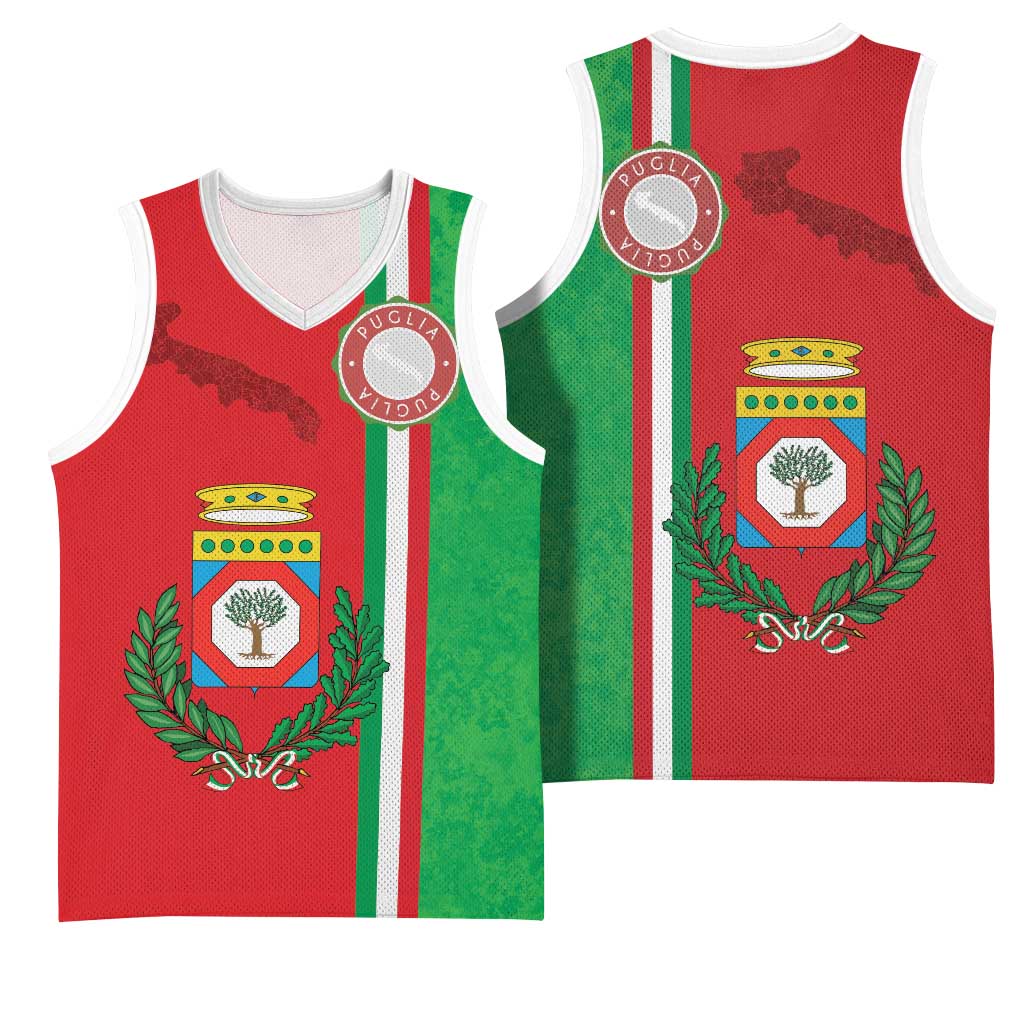 Italy Apulia Basketball Jersey Map Of Apulia With Coat Of Arms LT19
