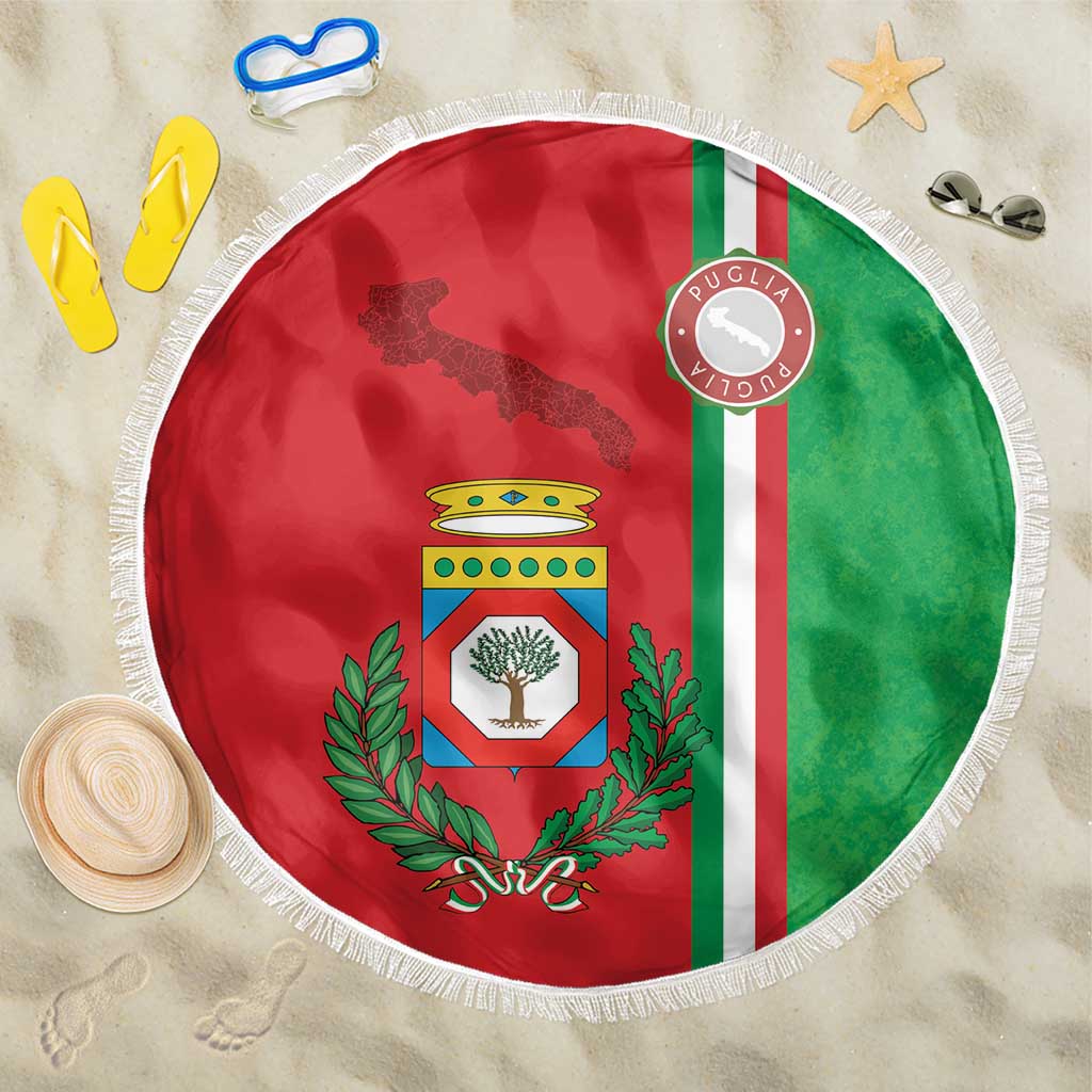 Italy Apulia Beach Blanket Map Of Apulia With Coat Of Arms - Wonder Print Shop