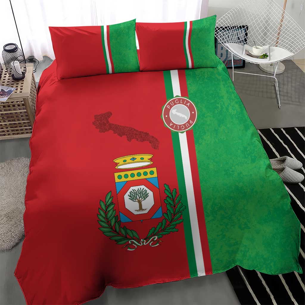 Italy Apulia Bedding Set Map Of Apulia With Coat Of Arms - Wonder Print Shop