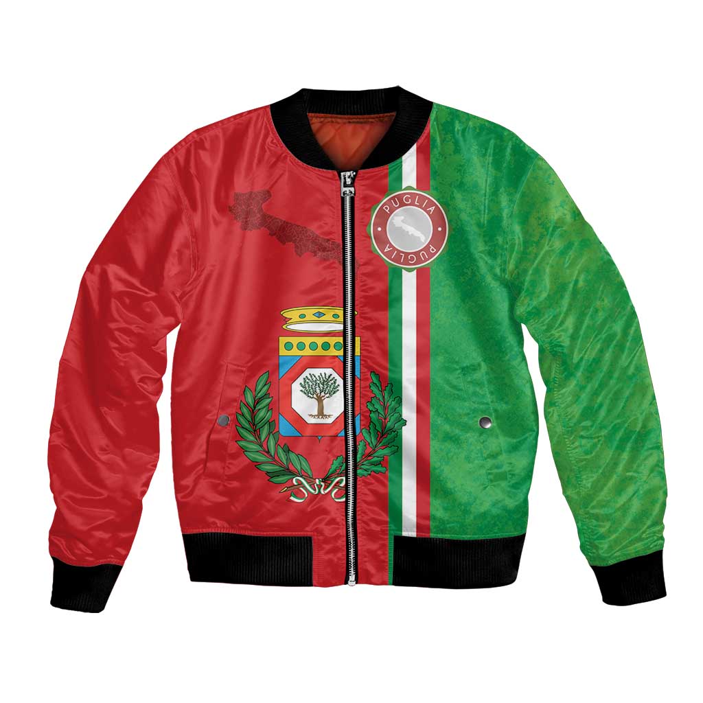 Italy Apulia Bomber Jacket Map Of Apulia With Coat Of Arms LT19