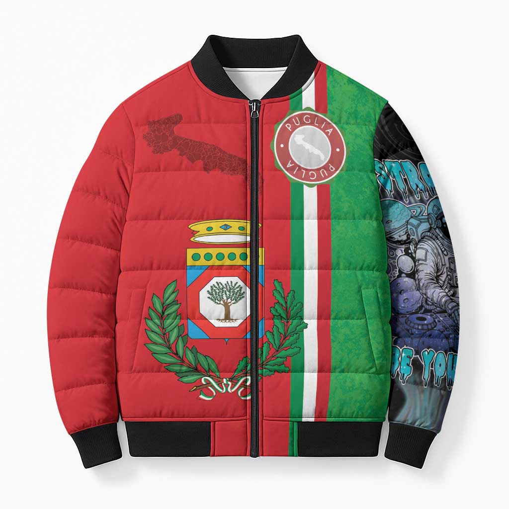 Italy Apulia Bomber Puffer Jacket Map Of Apulia With Coat Of Arms - Wonder Print Shop