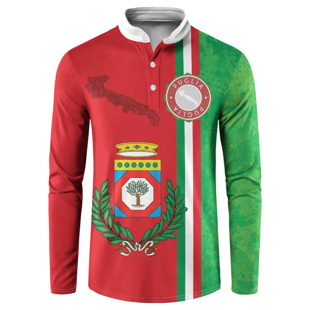 Italy Apulia Button Sweatshirt Map Of Apulia With Coat Of Arms LT19