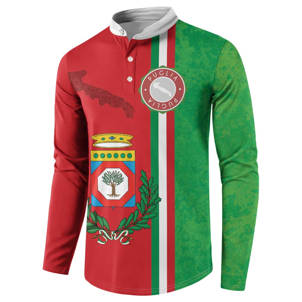 Italy Apulia Button Sweatshirt Map Of Apulia With Coat Of Arms LT19