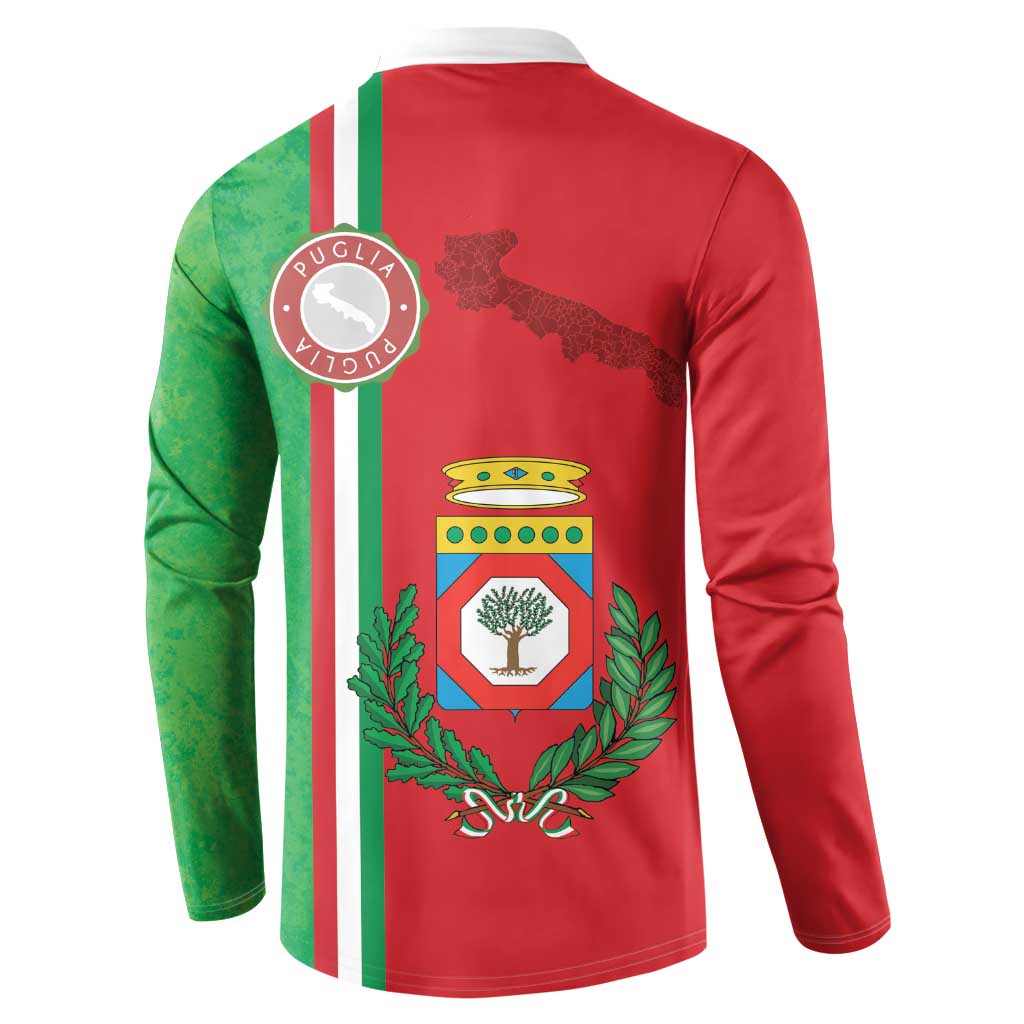 Italy Apulia Button Sweatshirt Map Of Apulia With Coat Of Arms LT19