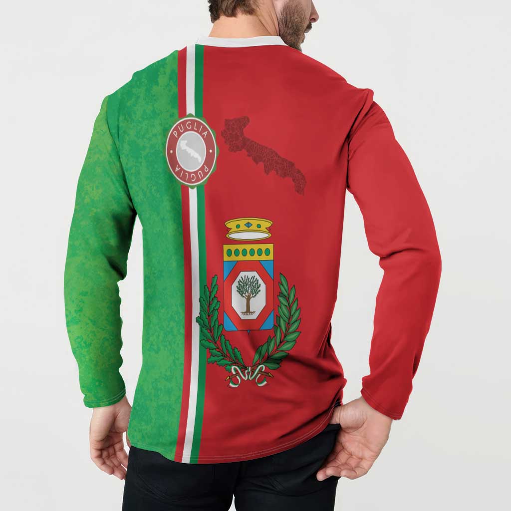 Italy Apulia Button Sweatshirt Map Of Apulia With Coat Of Arms LT19