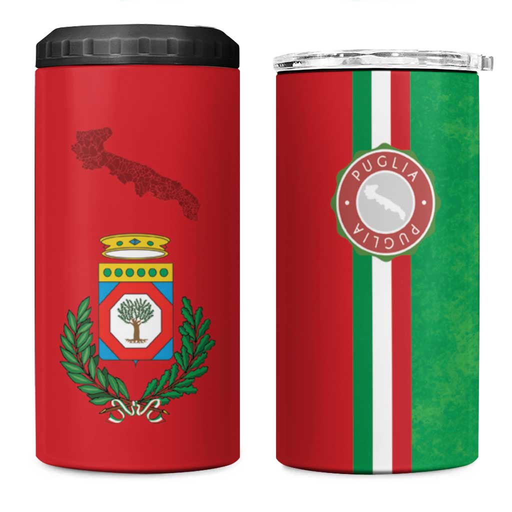 Italy Apulia 4 in 1 Can Cooler Tumbler Map Of Apulia With Coat Of Arms - Wonder Print Shop