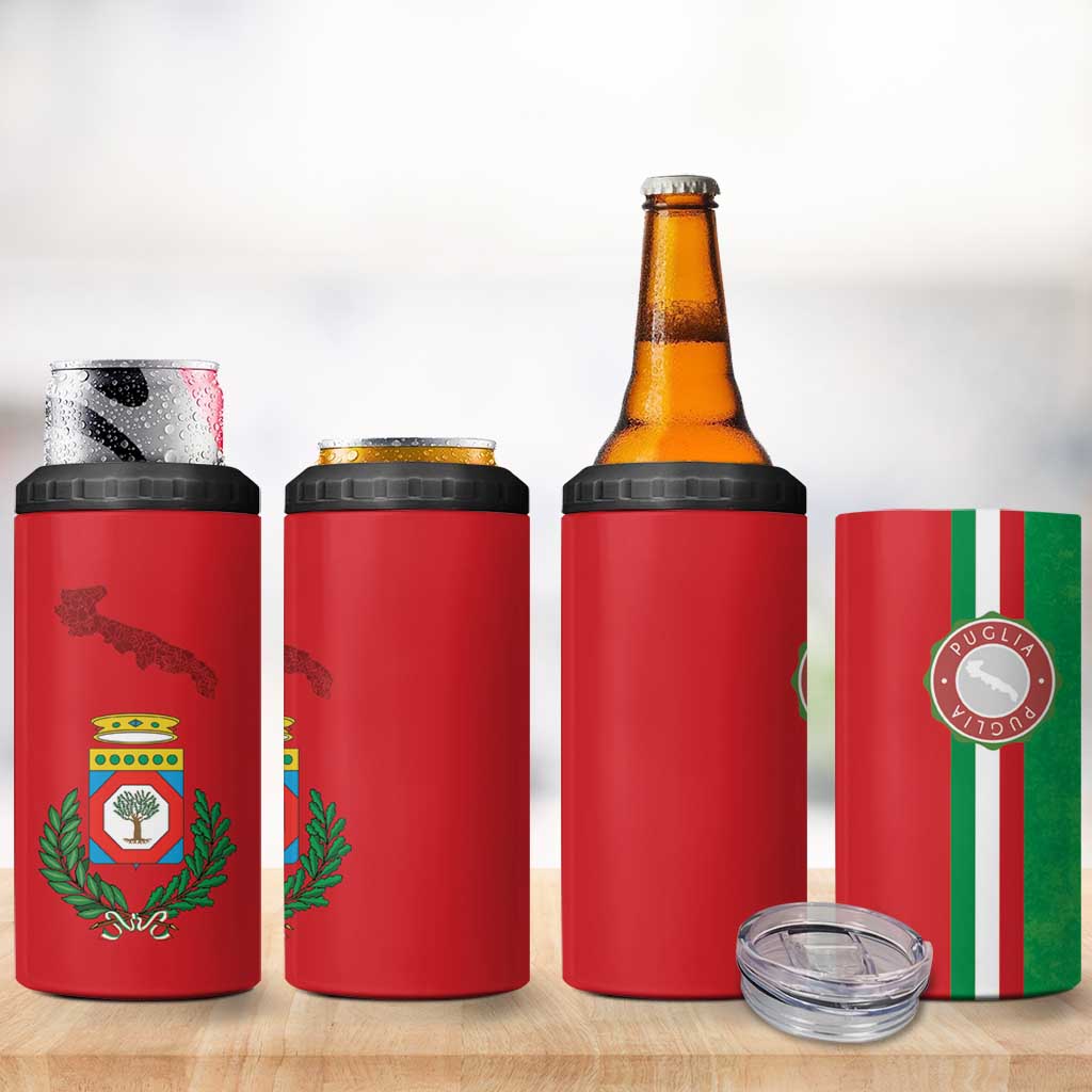 Italy Apulia 4 in 1 Can Cooler Tumbler Map Of Apulia With Coat Of Arms - Wonder Print Shop